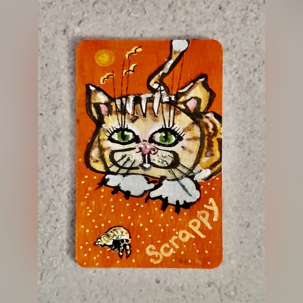 ACEO Original Art Card Key West Scrappy 2.5x3.5" Original Artist Trading Card